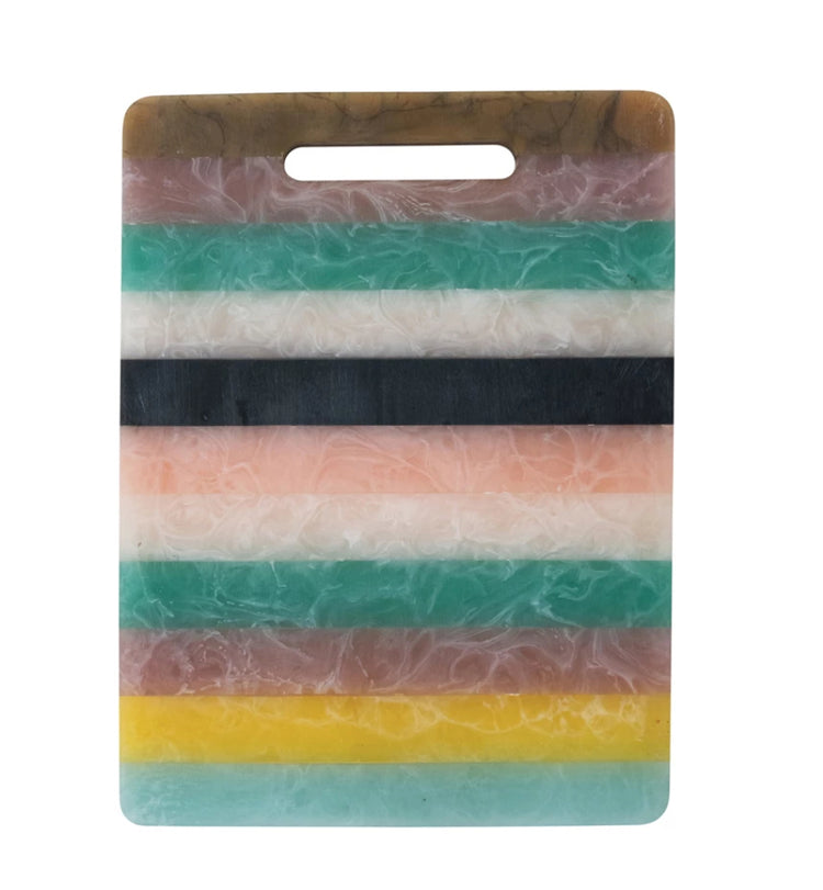 Marbled Resin Striped Cheese/Serving Board w/ Handle