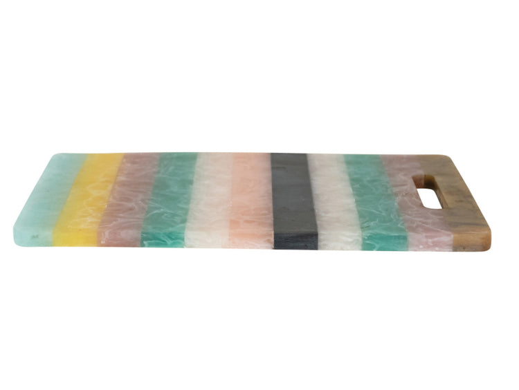 Marbled Resin Striped Cheese/Serving Board w/ Handle