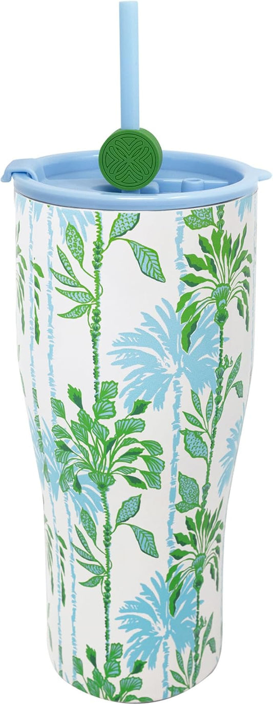 Stainless Steel Tumbler with Straw, Swayin in the Breeze