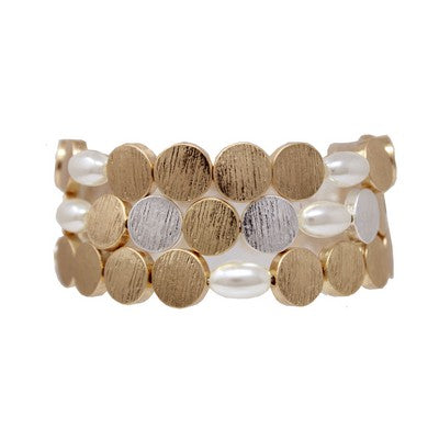 Pearl & Gold Trio Bracelet