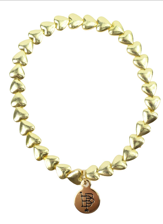 Stacker Stretch Bracelet- Gold Hearts