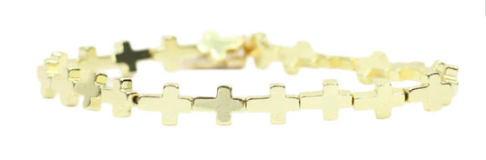 Stacker Stretch Bracelet- Gold Cross