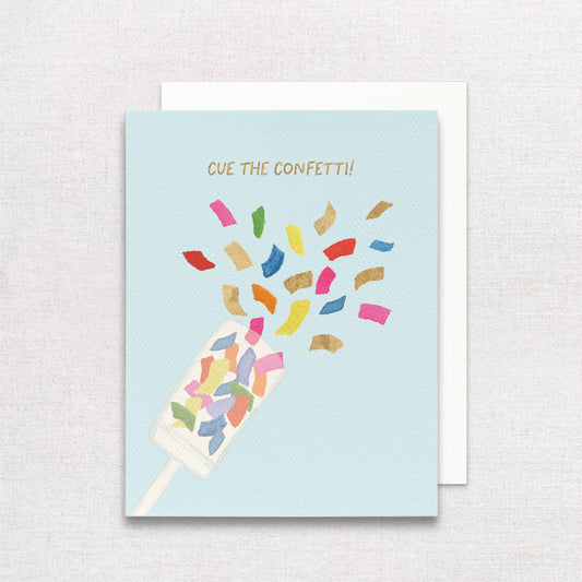 Cue the Confetti Greeting Card | Gold Foil Congrats Card