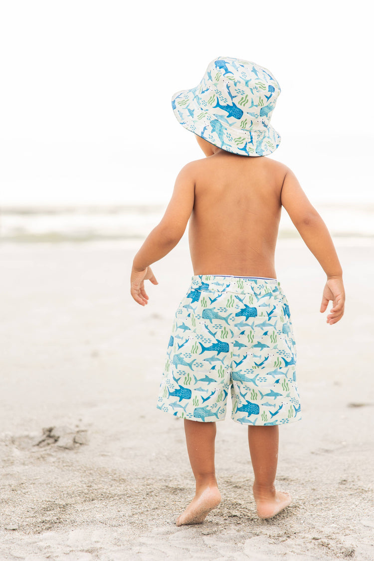 Shark Friends Ocean Blue Reversible Kids Bucket Hat: Blue/Multi