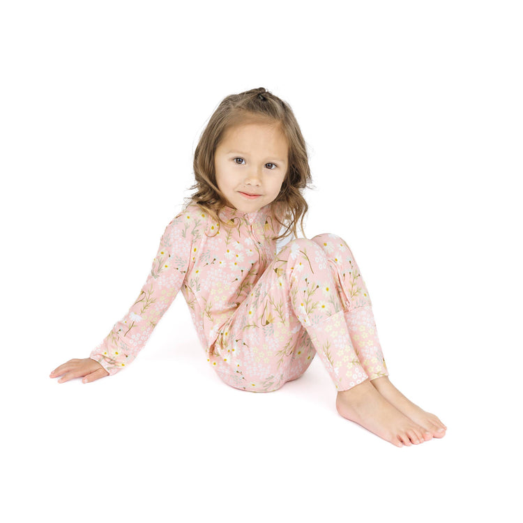 Spring Meadow Bamboo Convertible Footie Romper: Pink/Multi
