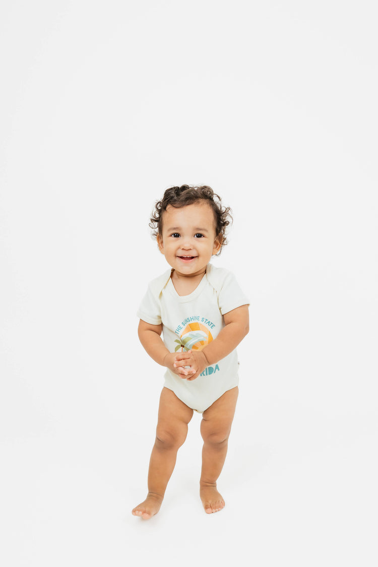 The Sunshine State Florida Souvenir Cotton Baby Onesie: White/Multi / 0-3M