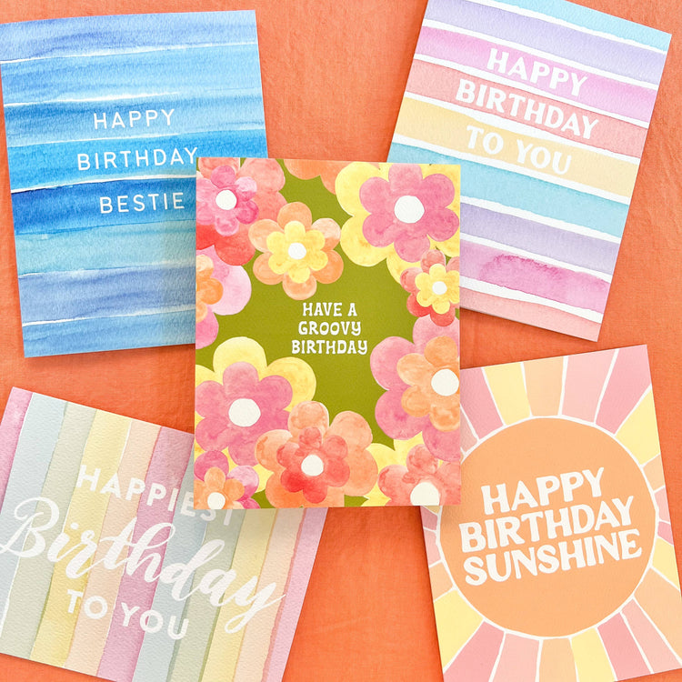 Happy Birthday Sunshine Greeting Card | Retro Sun Birthday