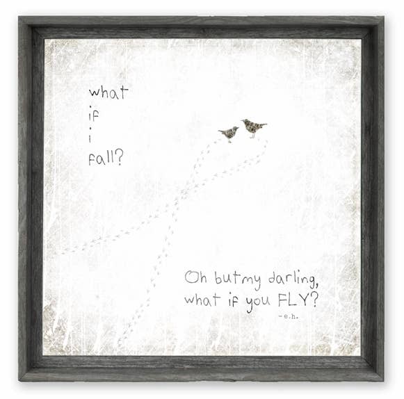 'What if I Fall...' Wall Art, Wall Decor: Grey / 15.5 x 15.5