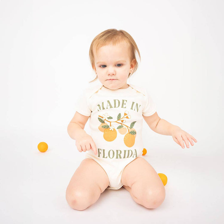 Made in Florida Oranges Cotton Onesie Florida Baby Gift: 0-3M