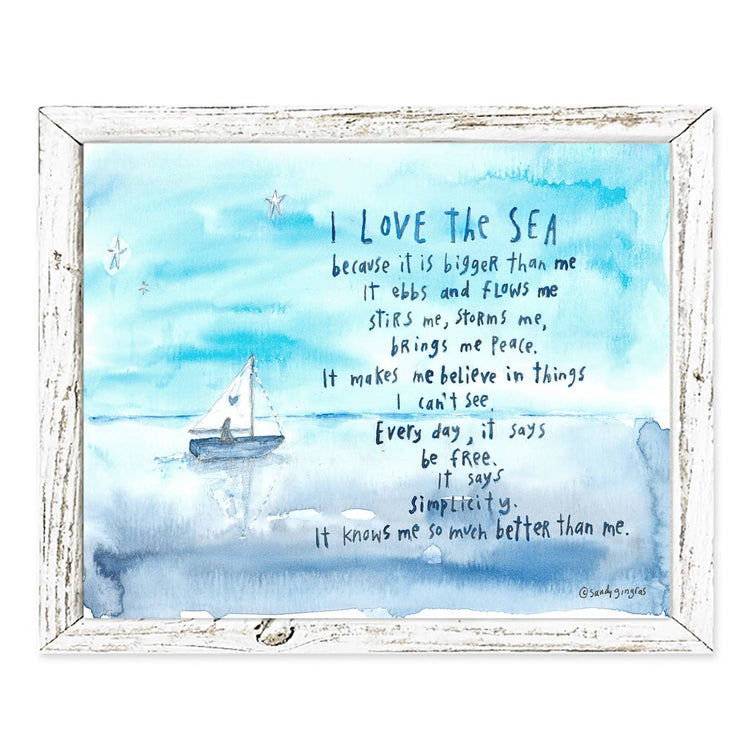 I Love the Sea | Sandy Gingras Shelf Art: Gray / 7.75 x 9.75