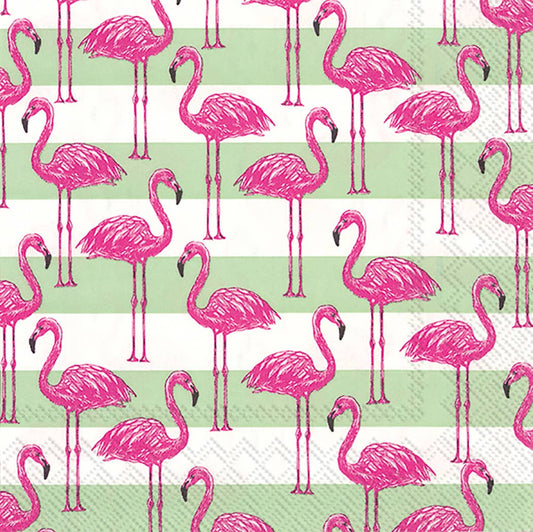 Paper Cocktail Napkins Pack of 20 Flamingo Stripe