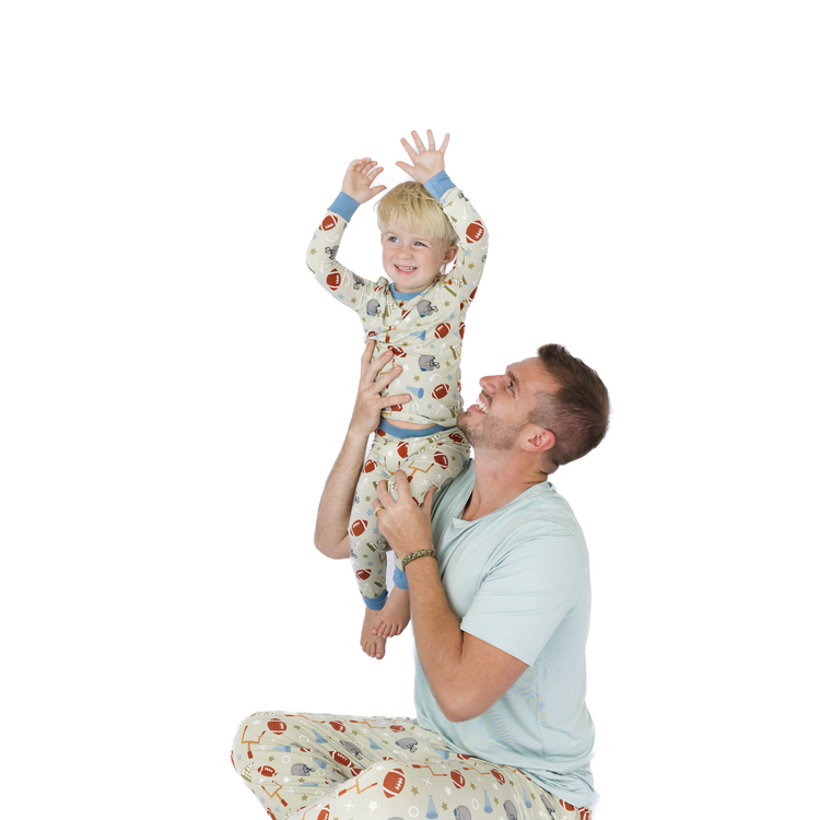 Football Game Day Boys Two-Piece Bamboo Long Sleeve Kids Pajama Pants Set: 4/5T