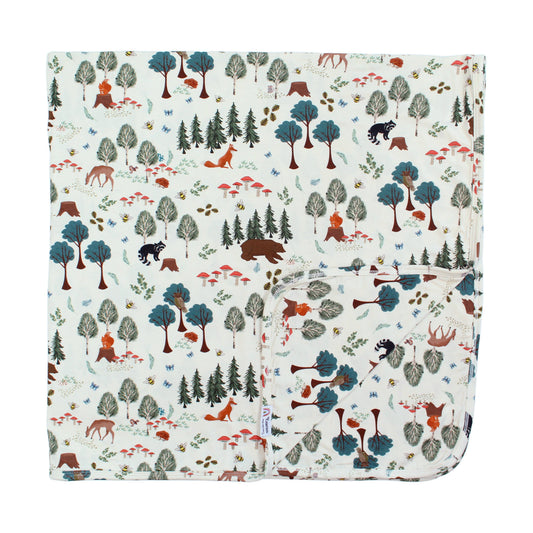 In the Woods Luxury Bamboo Blanket: Green/Multi / Small
