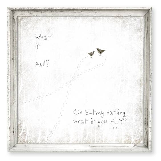 'What if I Fall...' Wall Art, Wall Decor: Grey / 15.5 x 15.5