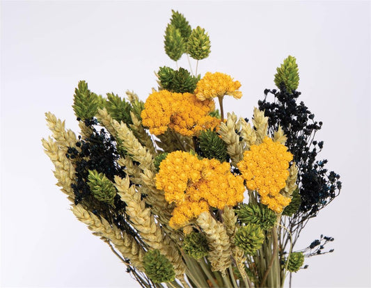 Mixed Dried Floral Bouquet Summer to Fall, Yellow + Natural