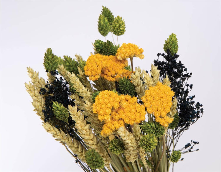 Mixed Dried Floral Bouquet Summer to Fall, Yellow + Natural